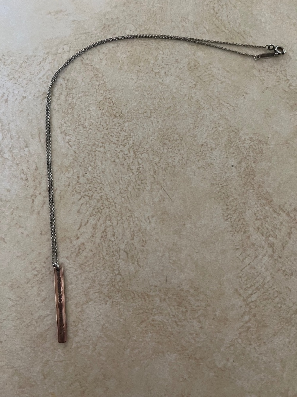Tiffany and Co. Rubedo and Sterling Silver Bar Necklace 16 in.